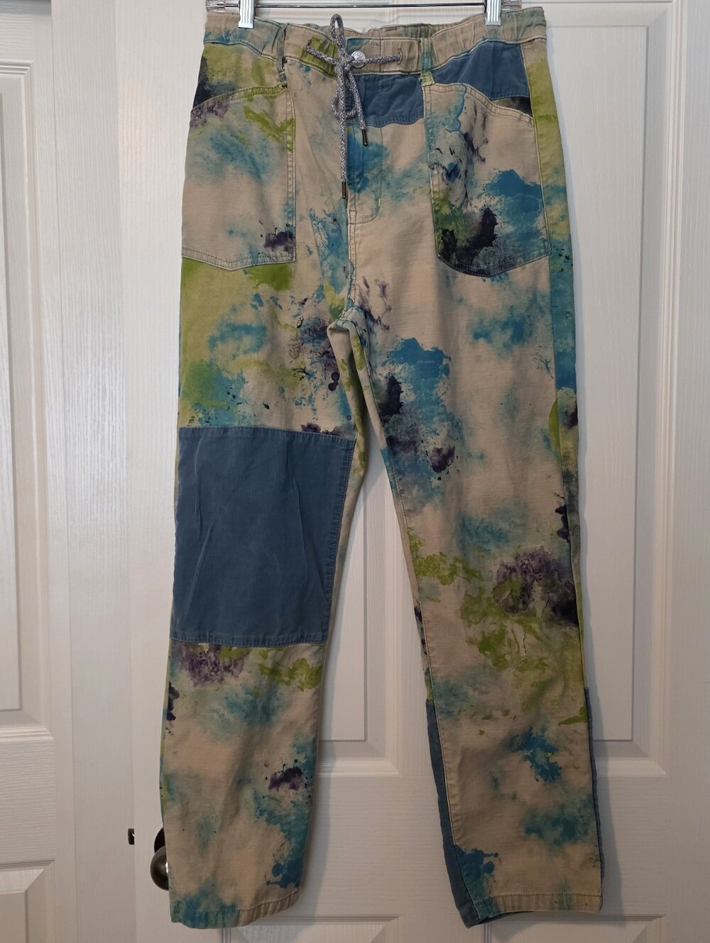 Pilcro Tie-Dye Straight Leg Pants in Blue, Green, Cream